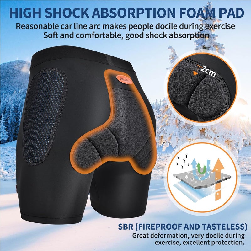 BenKen 3D Hip Protection Eva Butt Pads Protective Padded Shorts for HIPS Tailbone & Butt, Padded Shorts for Skiing Skating Snowboarding Skateboarding - Image 2